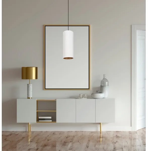 Luster na lanku AVALO 1xE27/60W/230V biela/medená