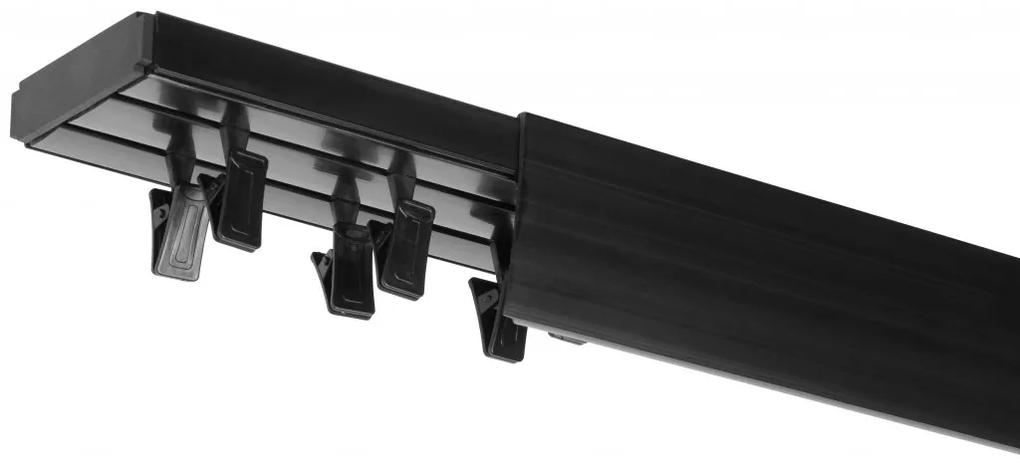 Dekodum PVC stropná lišta s krytom dvojitá čierna Dĺžka koľajnice (cm): 120, Typ prichytenia: Háčiky