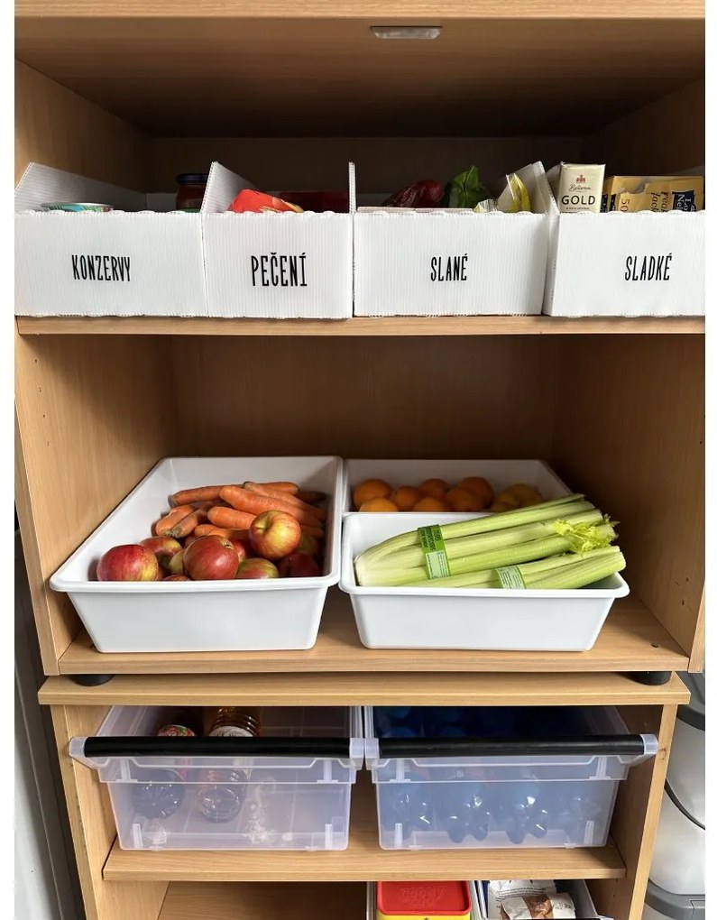 usporadejto.cz Organizér, úložný box do špajze, zásuviek TRAY – 34 x 24 x 10 cm, biela