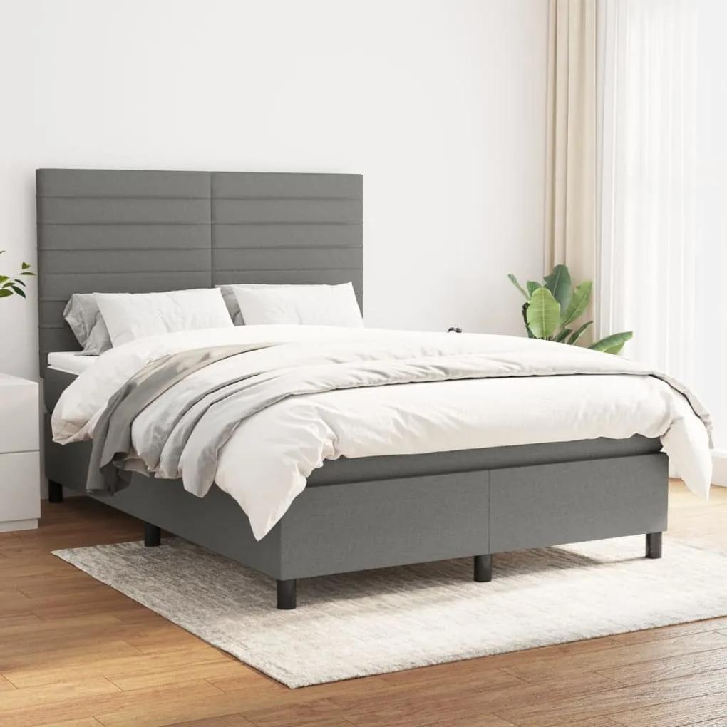 Boxspring posteľ s matracom tmavosivá 140x200 cm látka 3141858