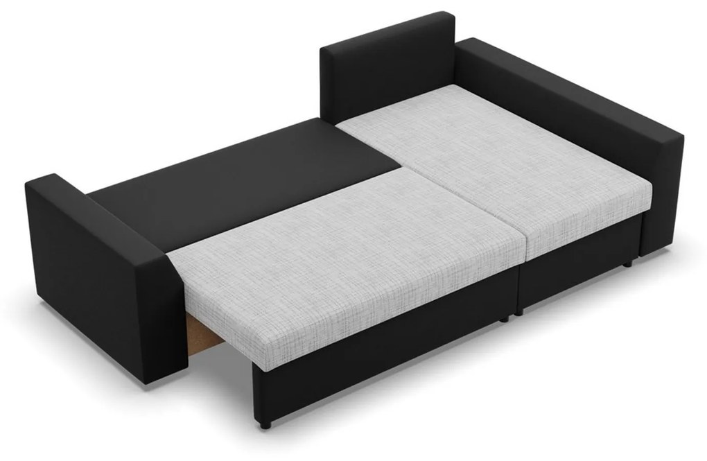 Rohová rozkladacia sedacia súprava PAUL látka v kombinácii s eko-kožou Pravá Sivá/čierna