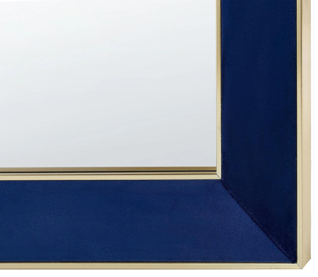 Zamatové nástenné zrkadlo 50 x 70 cm modré LAUTREC Beliani