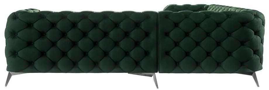 Tmavozelená zamatová rohová pohovka Chelsea – Ropez