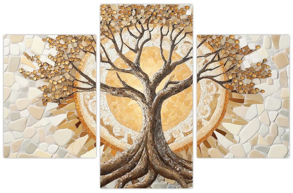 Obraz – Zlatý strom života v mozaike (90x60 cm)