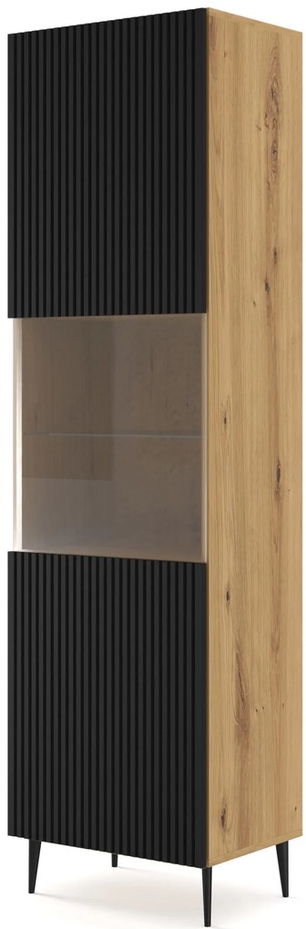 Vitrína 1DS Rowanna (dub artisan + čierna). Akcia -19%. Vlastná spoľahlivá doprava až k Vám domov. 1125023