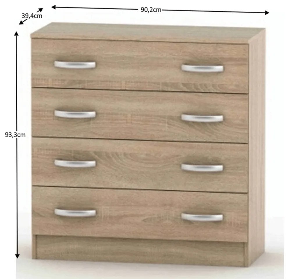 Komoda BETTY 4S, dub Sonoma