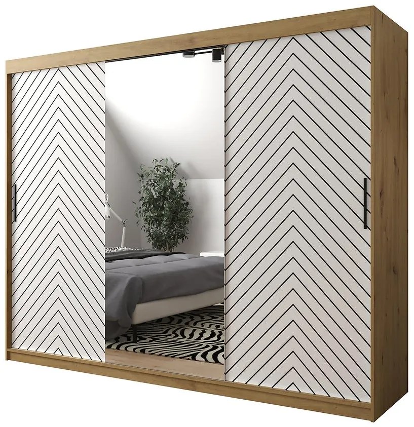 Skriňa Jodełka 2 250 dub Artisan/biely/čierna