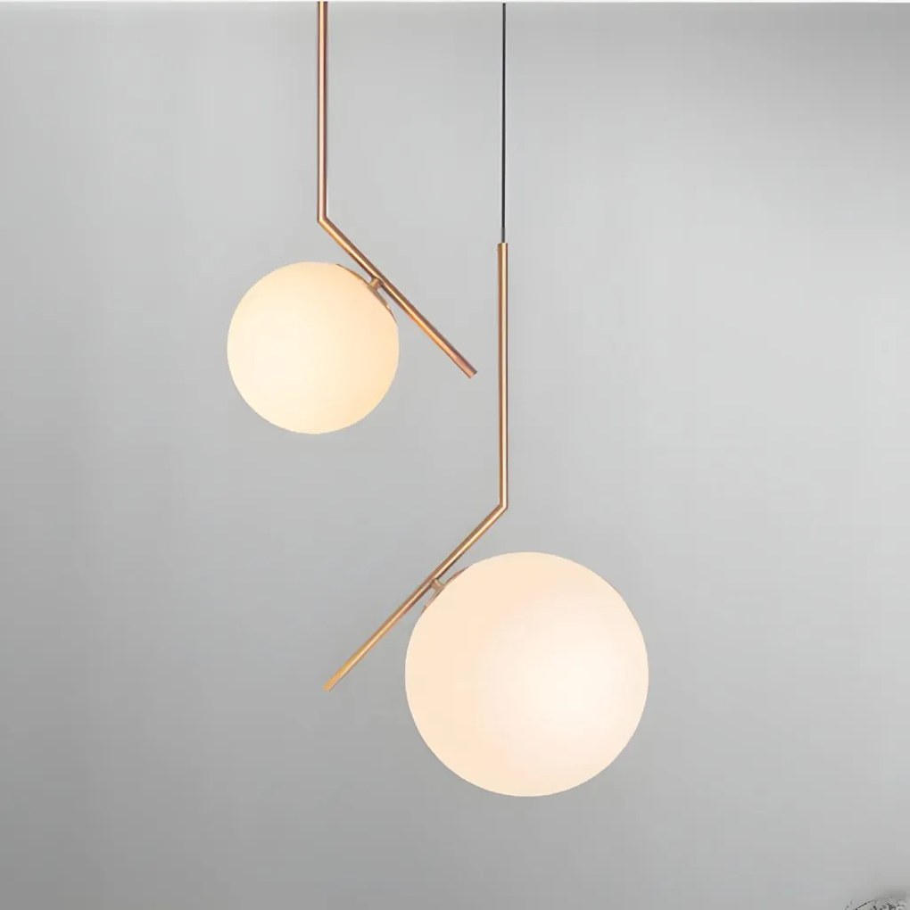 Toolight Toolight, stropná lampa sklenená guľa z bieleho zlata 1xE27, G106-1W, zlatá-biela, OSW-09731