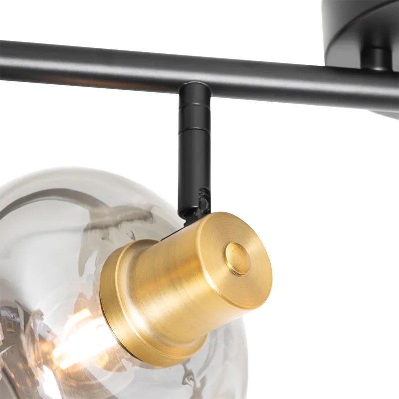 Inteligentný stropný reflektor čierny so zlatom a dymovým sklom 4-svetlá vrátane 4 Wifi P45 - Zuzanna