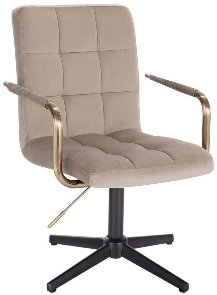 LuxuryForm DESIGN Otočná stolička VERONA GOLD VELUR na čiernom kríži - latte
