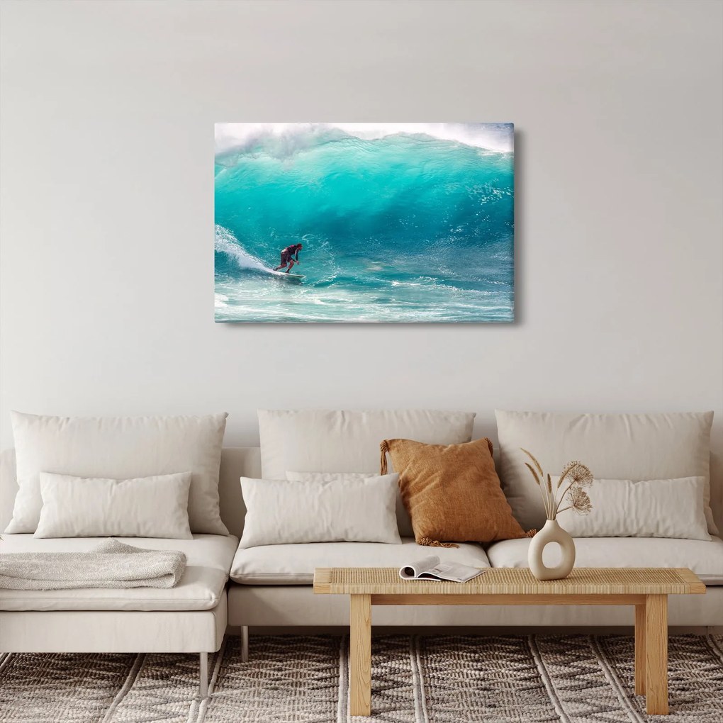 Obraz surferov vo vlnách (90x60 cm)