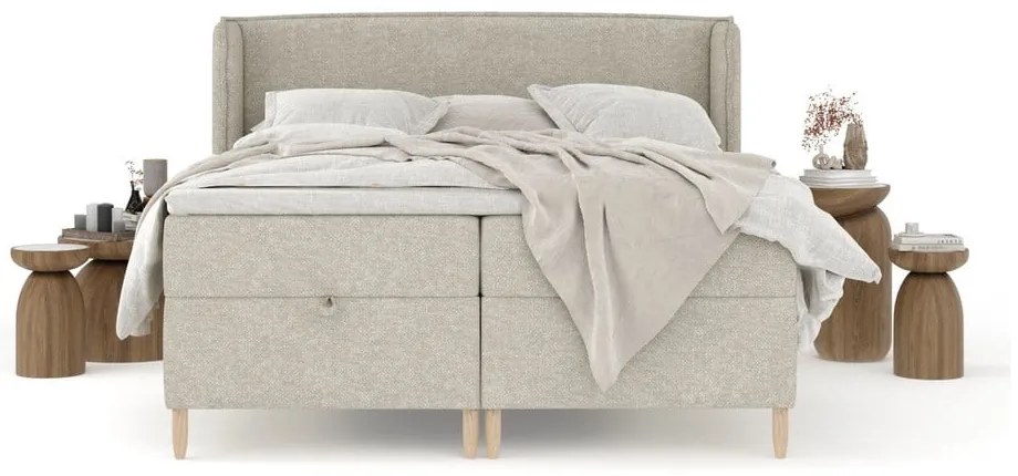 Svetlosivá boxspring posteľ s úložným priestorom 180x200 cm Monpelli – Maison de Rêve