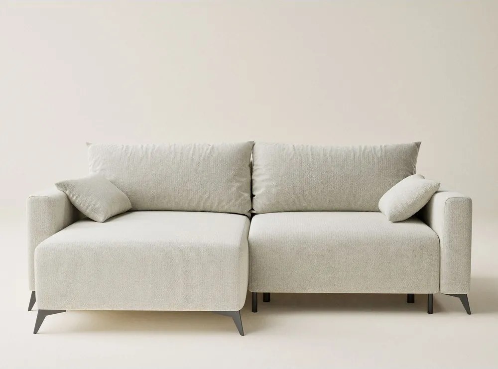 Krémovobiela ženilková rozkladacia/s úložným priestorom rohová pohovka (ľavý roh/s leňoškou) Leon – Maison de Rêve