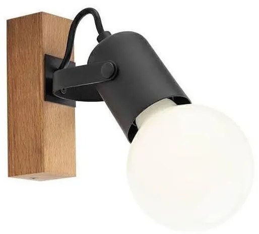 Redo 01-2415 - Nástenné svietidlo TAFFI 1xE27/42W/230V čierna/buk