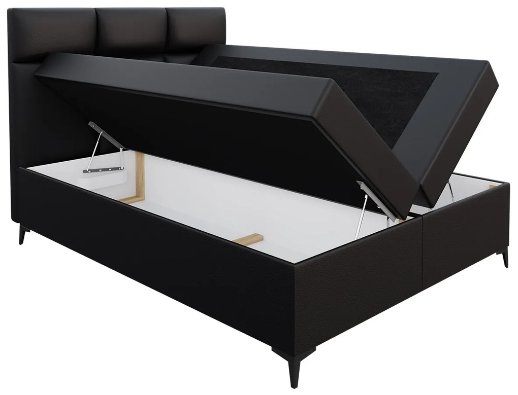 Kontinentálna posteľ Durian, Rozmer postele: 160x200, Dostupné poťahy: ekokoža Soft 011 (čierna)