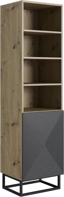 Regál Asha 50 cm na čiernom podstavci - artisan / rivier stone mat