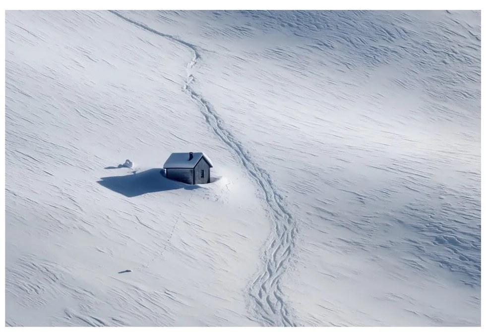Obraz zasnežená krajina s chalúpkou