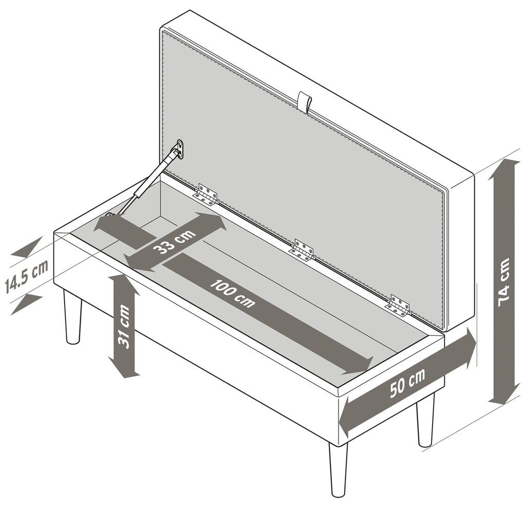 Čalúnená lavica s úložným priestorom