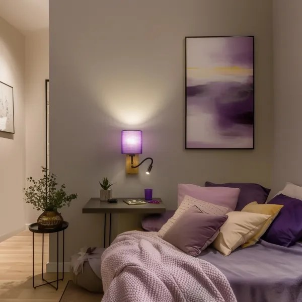 Brilagi - LED Nástenná lampa NUBILA WOOD 1xE27/25W/230V + LED/3W dub/fialová