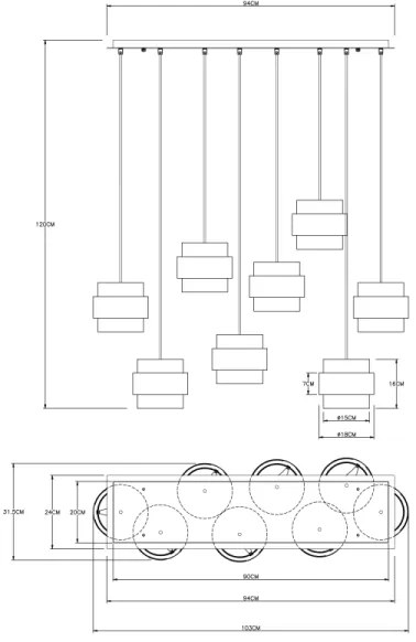 Globo 15560-8H - Luster na lanku MILLEY 8xE27/60W/230V