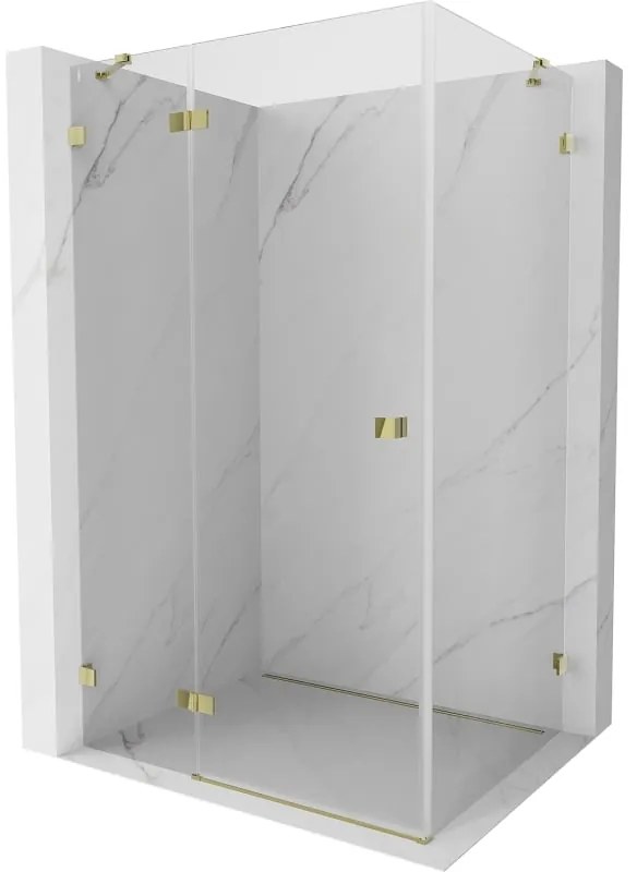 Mexen Lunar, 1-krídlový sprchový kút, ľavý, 80 x 70 cm, 8mm číre sklo, zlatý profil, 834-080-070-50-00-L