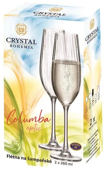 BOHEMIA COLUMBA OPTIC POHÁR NA ŠAMPANSKÉ 260ML SADA 2KS