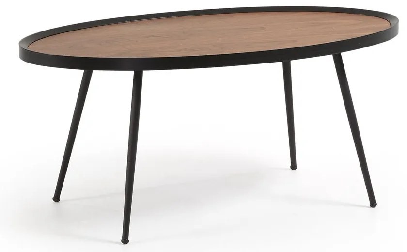 Čierny konferenčný stolík s doskou v orechovom dekore Kave Home Kamelia