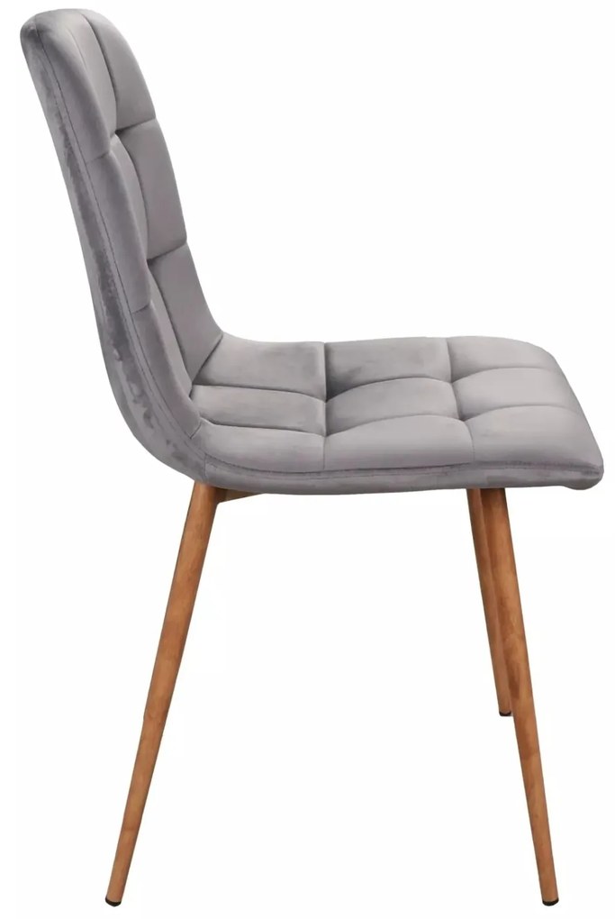 Sametová jídelní židle Mila D šedá/dub