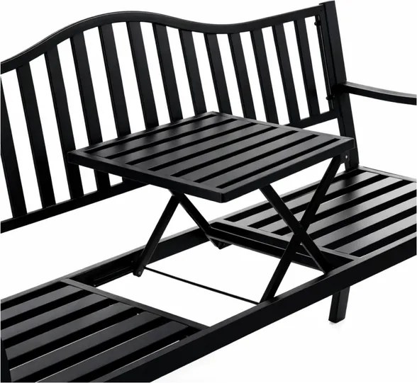 Lean Záhradná kovová lavička – 150cm, čierna