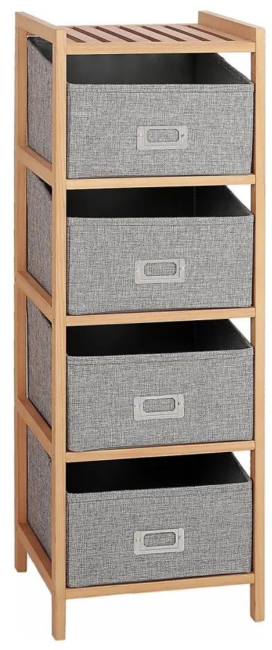 Policový regál s boxmi REG 83x28 cm béžový