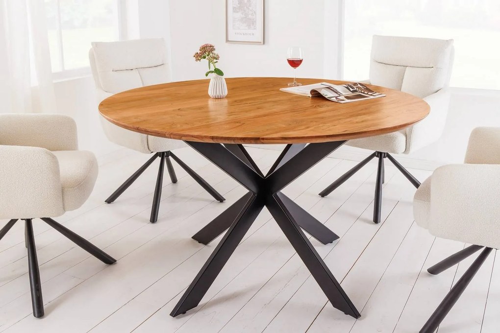 Okrúhly jedálenský stôl Fabrico 130 cm akácia - Skladom na SK
