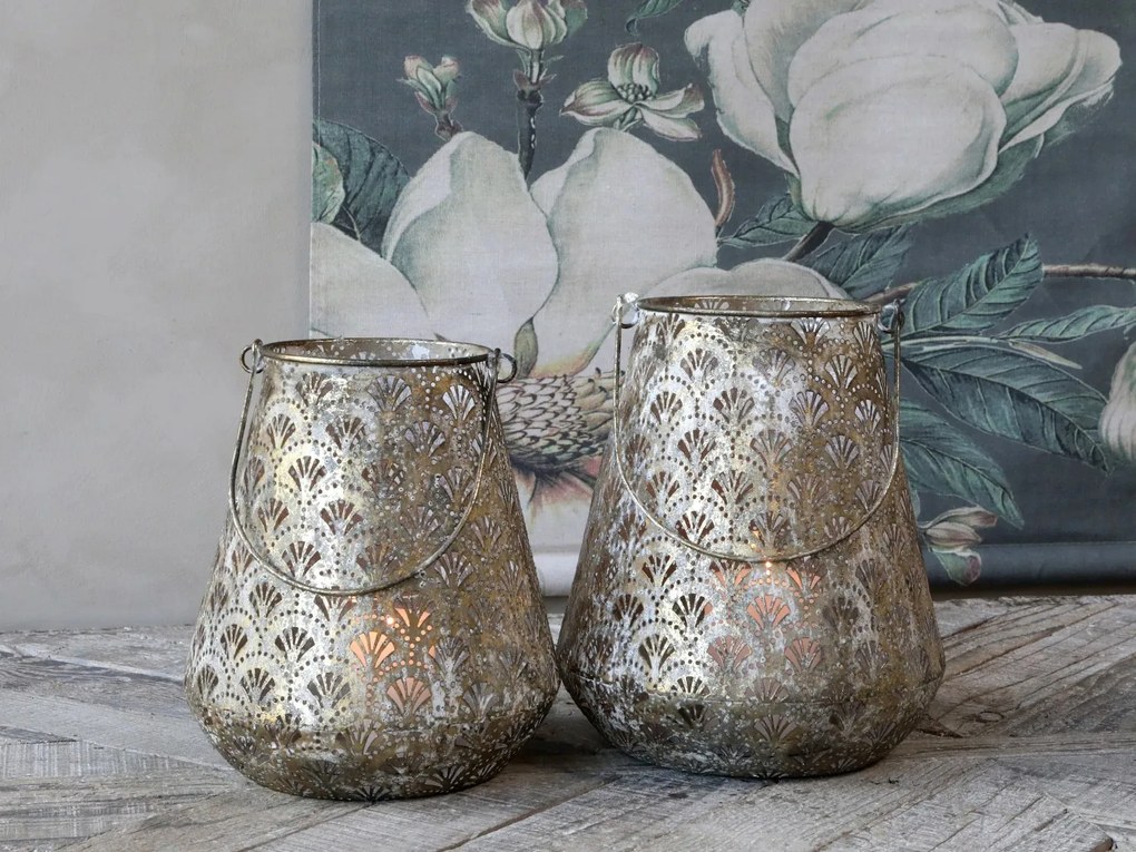 Champagne antik kovový lampáš Vireon - Ø23 *28 cm