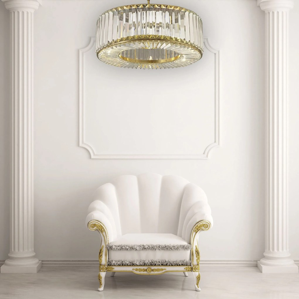 Toolight Toolight, krištáľové závesné svietidlo 6xE14 APP1652-6CP, zlatá lesklá, OSW-05699