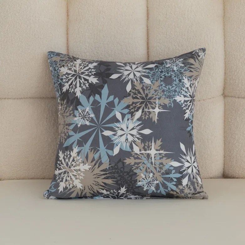 Obliečka na vankúš z mikrovlákna SNOWFLAKE 45x45 cm, modrosivý