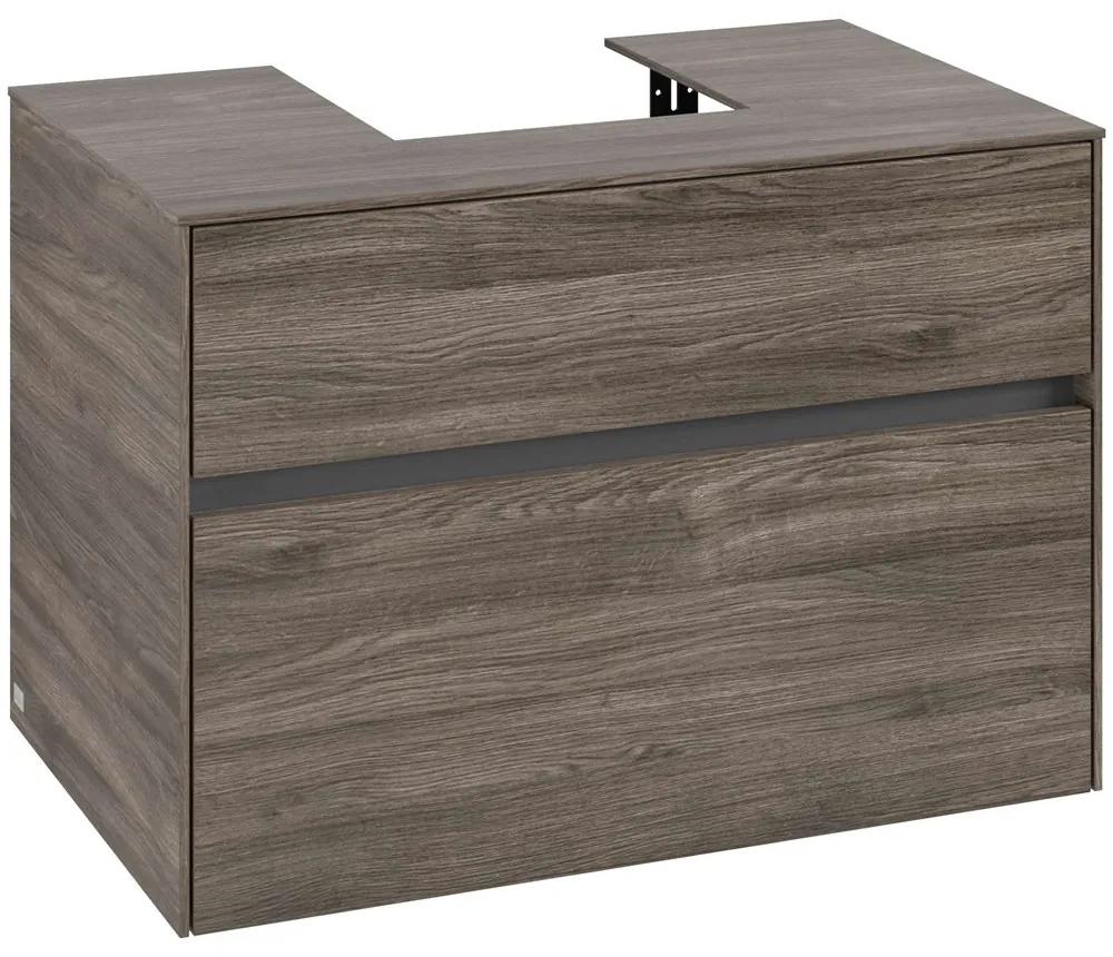 VILLEROY &amp; BOCH Collaro závesná skrinka pod umývadlo na dosku (umývadlo v strede), 2 zásuvky, 800 x 500 x 548 mm, Stone Oak, C09300RK