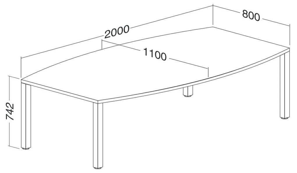Konferenčný stôl ProOffice 80/110 x 200 x 74,2 cm, čerešňa