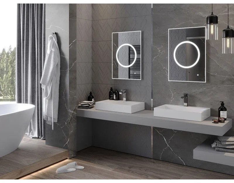 Mexen Koga, LED kúpeľňové zrkadlo s podsvietením 50 x 70 cm, 6000K, ochrana proti zahmlievaniu, 9821-050-070-611-00