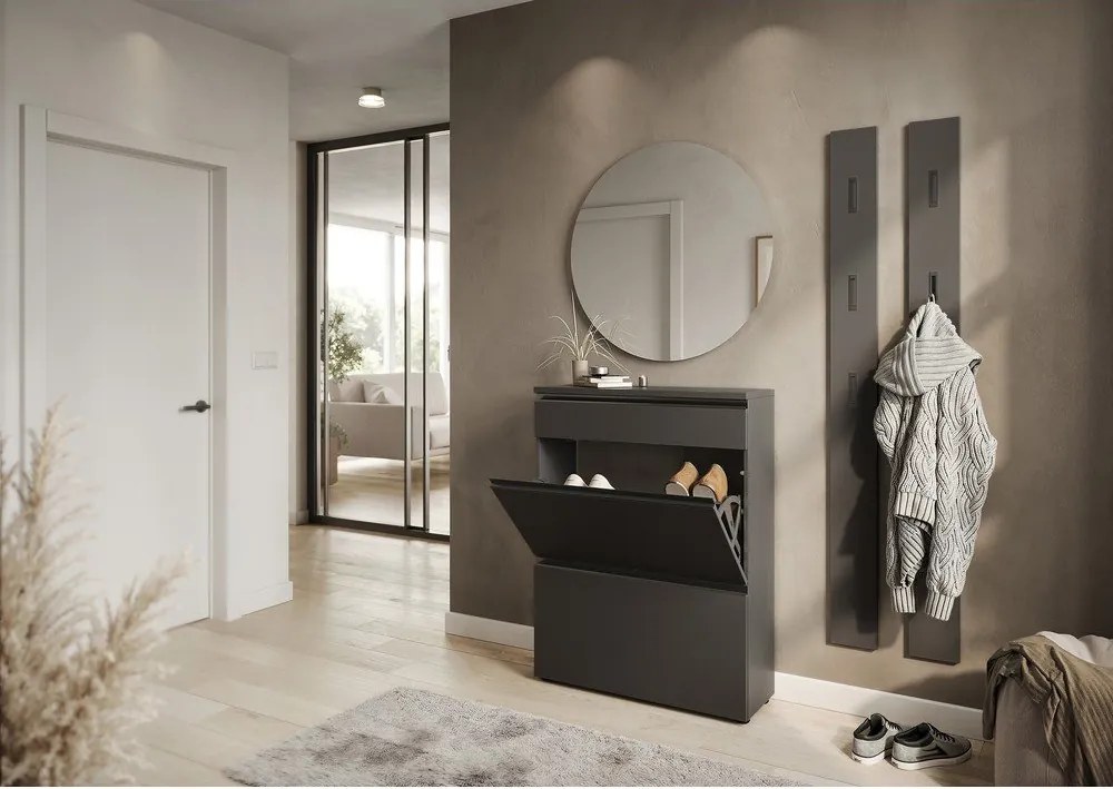 Antracitová skrinka na topánky 80x107x29 cm Baldone – Germania