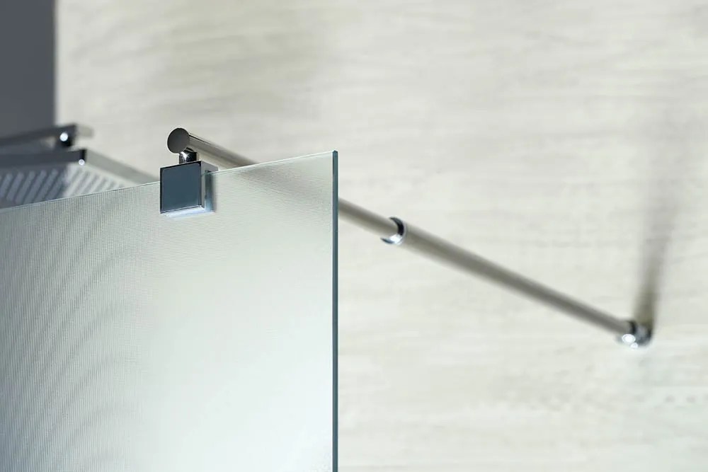 Aqualine, WALK-IN stena na inštaláciu na múr so vzperou, jednodielna, 800 mm, matné sklo, WI080M