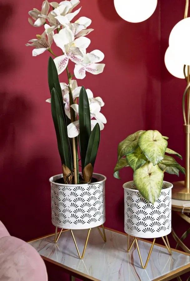 Sada 2 ks stojanů na květiny Carly bílo-zlatá