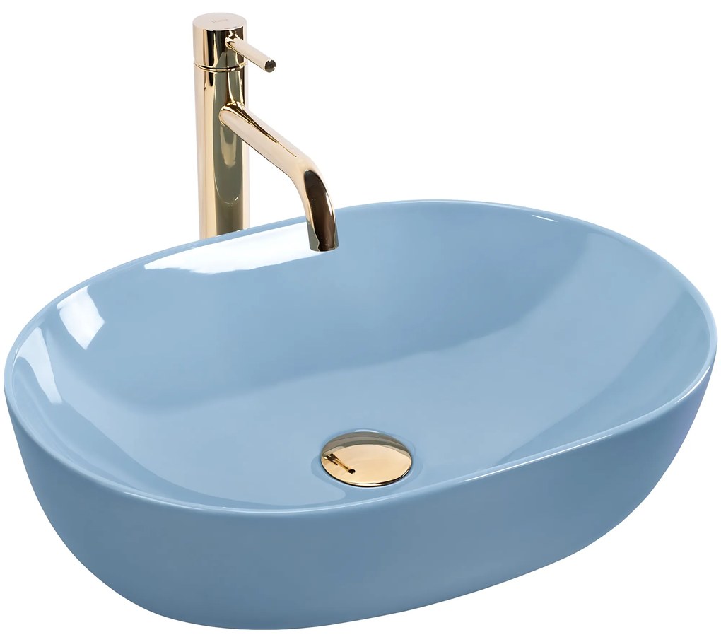 Rea Lisa, umývadlo na dosku 490x350x140 mm, svetlá modrá lesklá, REA-U6620