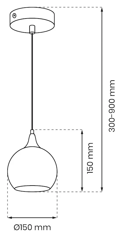 Závesné svietidlo Monte, 1x zlaté sklenené tienidlo, (fi 15cm), g