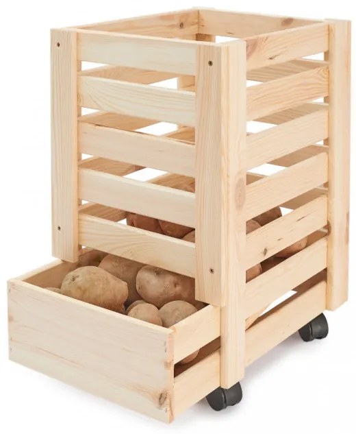 Čisté dřevo Drevená bednička na zemiaky, 31 x 37 x 50 cm