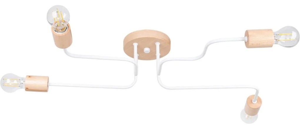 Sollux SL.1665 - Prisadený luster TIMBO 4xE27/15W/230V biela/béžová/buk