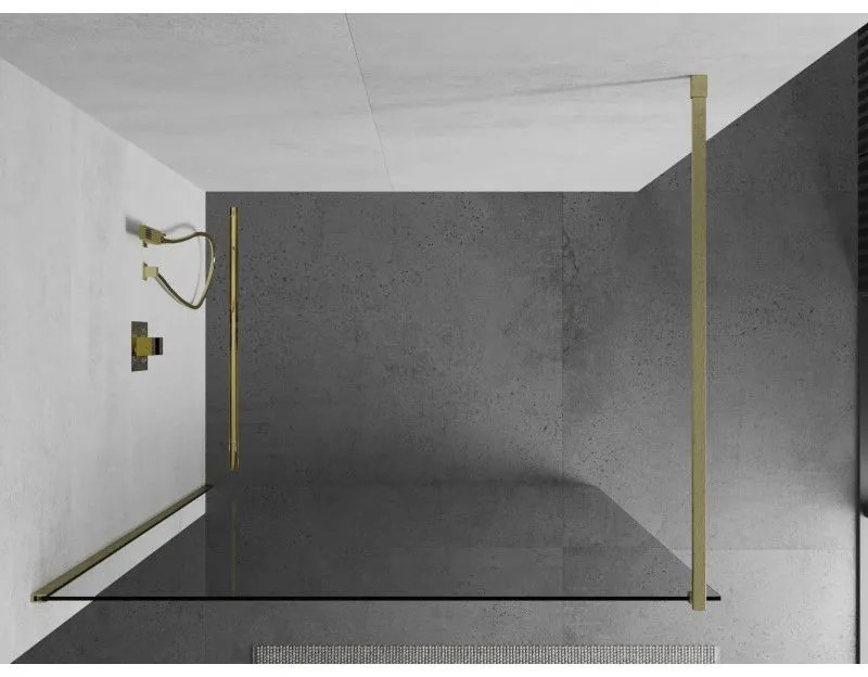 Mexen Kioto, sprchová zásteny typ Walk-In 135 x 200 cm, 8mm číre sklo, zlatý matný profil, 800-135-101-55-00