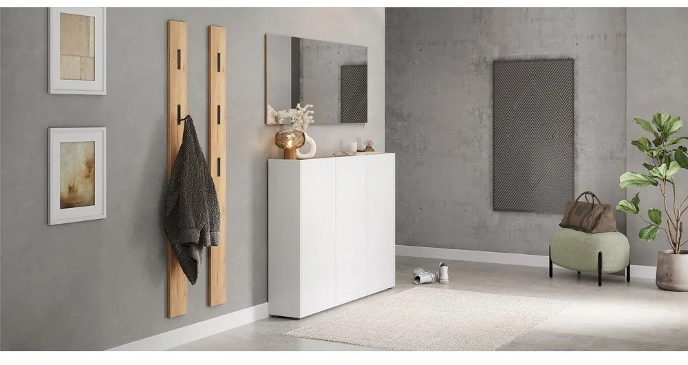 Biela skrinka na topánky v dekore duba 138x105x25 cm Libbiano – Germania