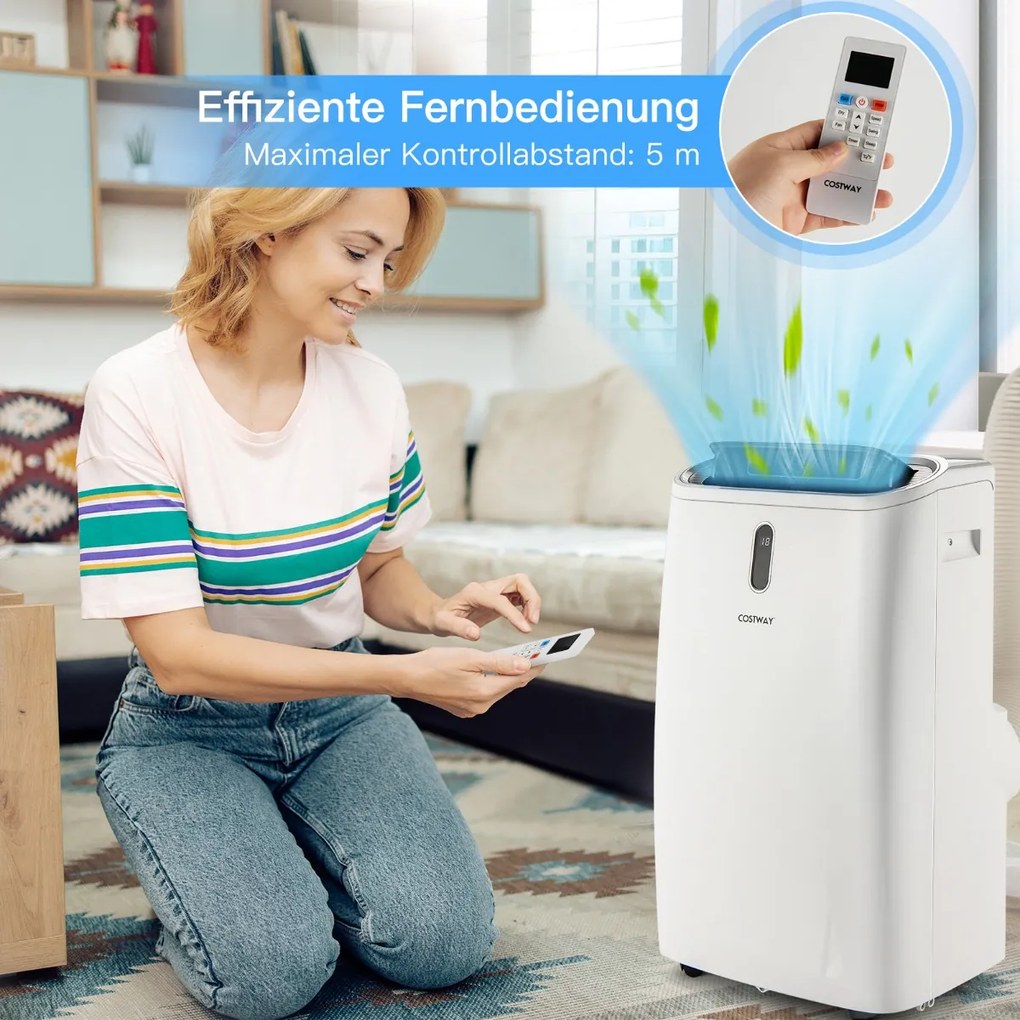 Mobilná klimatizácia 5v1 16000 BTU Chladenie & Ventilátor & Odvlhčovanie & Kúrenie Odvlhčovač 16℃-32℃ 44,5 x 39 x 77 cm Biela