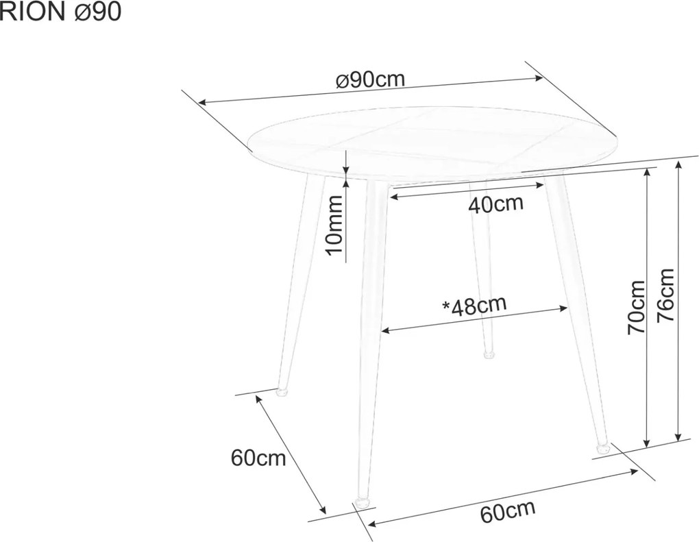 Okrúhly jedálenský stôl Rion 90 cm biely/čierny