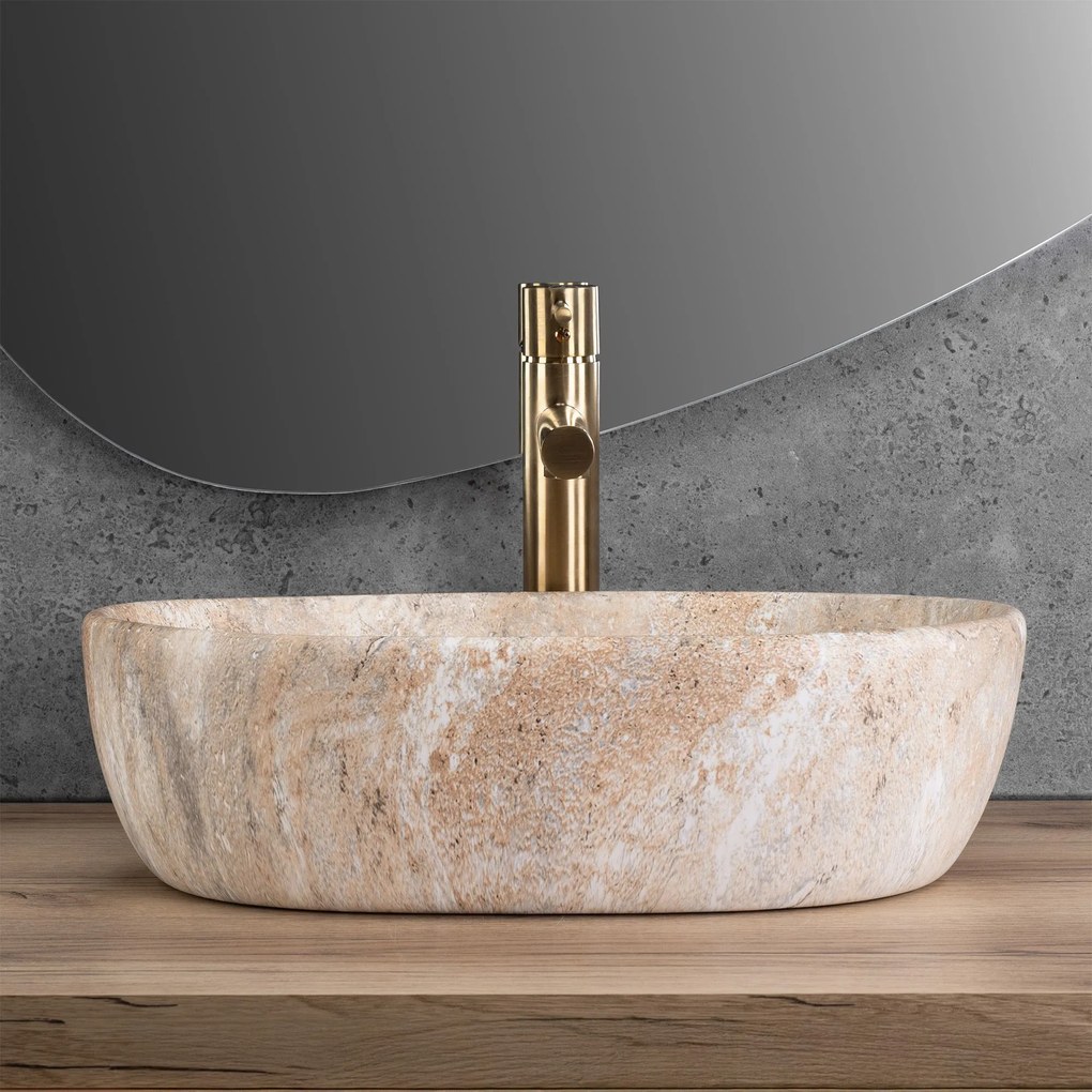 Rea Amelia, umývadlo na dosku 480x345x135 mm, imitácia kameňa Savana Matt, REA-U3000