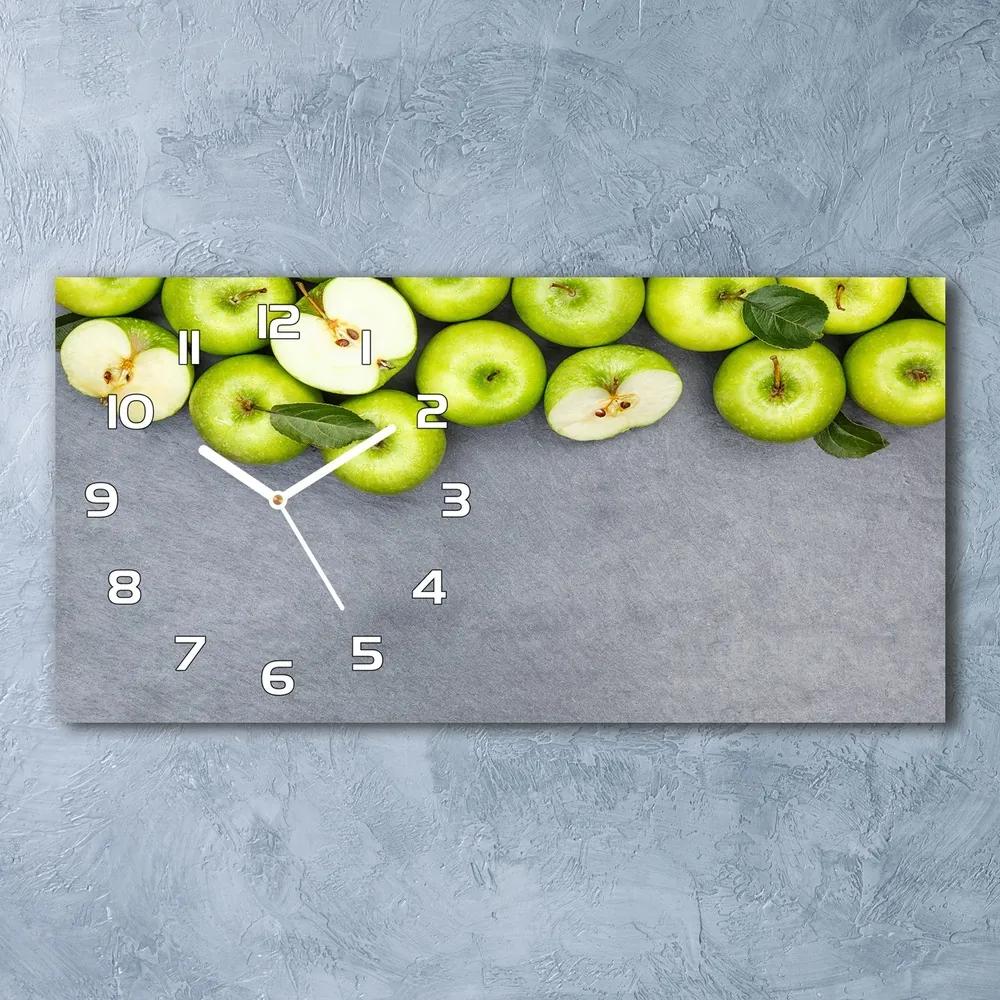 Sklenené hodiny na stenu tiché Zelená jablká pl_zsp_60x30_f_177833879